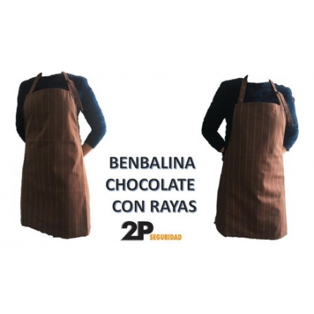 DELANTAL BENGALINA ANTIMANCHA 0.65 CHOCOLATE  LINEAS CELESTES